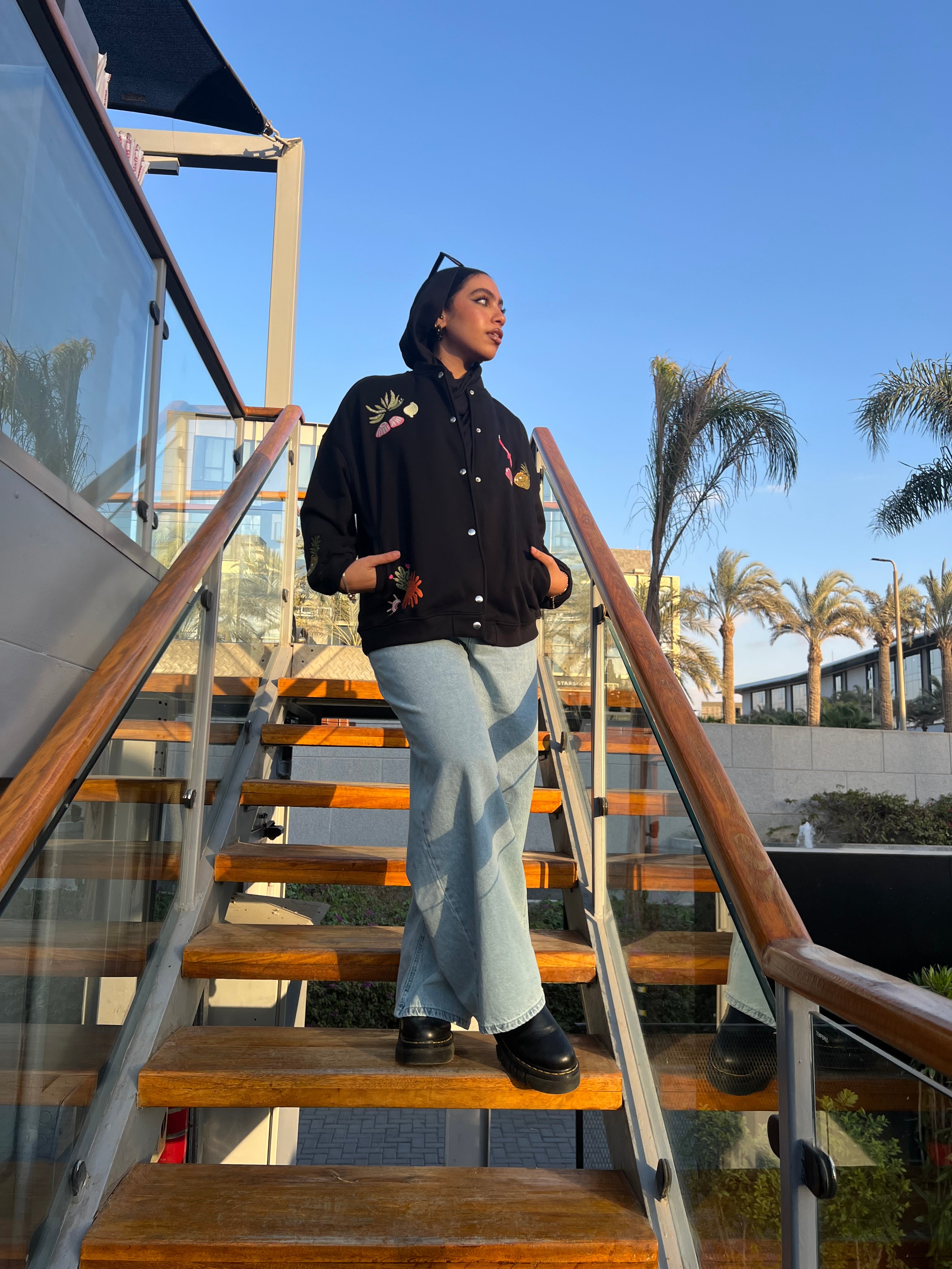 Image of Black Casual Cool Oversized Cotton Jacket